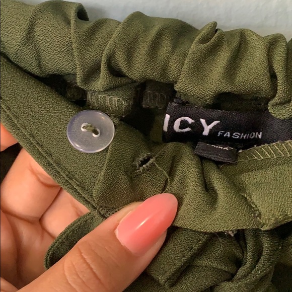 Hunter Green High Rise Trousers - Picture 4 of 5